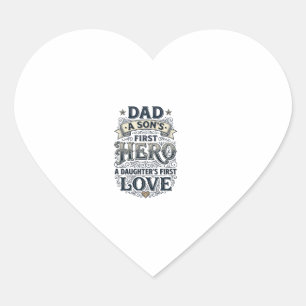 Vader Zoon Heldin Dochter Liefde Vintage Typografi Hart Sticker