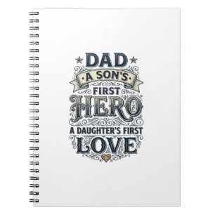 Vader Zoon Heldin Dochter Liefde Vintage Typografi Notitieboek