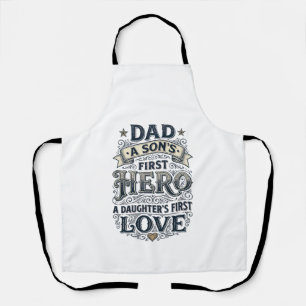 Vader Zoon Heldin Dochter Liefde Vintage Typografi Schort