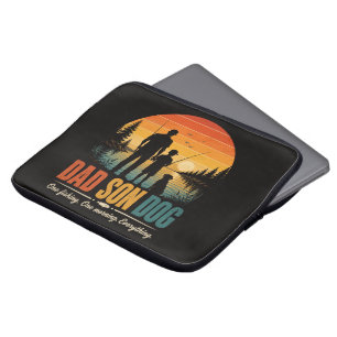 Vader Zoon Hond Vissen Ochtend Laptop Sleeve