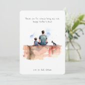 Vader, zoon & huisdier hond | Aquarel | Vaderdag Feestdagenkaart (Staand voorkant)