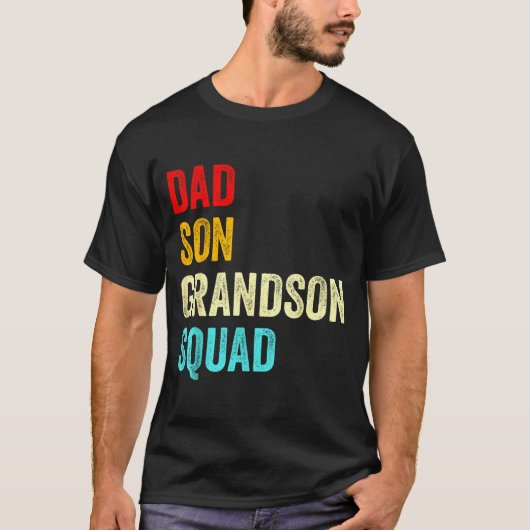 Vader zoon kleinzoon squad bijpassende opa vaders t-shirt (Voorkant)