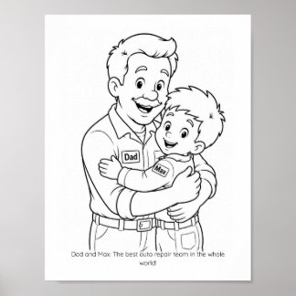 Vader & Zoon Mechanisch Team Kleuractiviteit Poste Poster