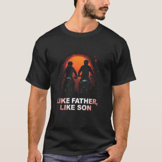 Vader zoon motorrijden als vader als zoon t-shirt