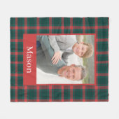 Vader zoon rood groen aangepaste foto fleece deken (Voorkant (Horizontaal))