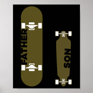 Vader Zoon Skater Skateboard Schaatsen Bord F Poster