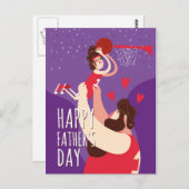Vader zoon speelt basketbal schattige illustratie briefkaart (Voorkant / Achterkant)