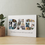 Vaderdag 18 Foto's Collage Cadeau voor papa Canvas Afdruk<br><div class="desc">Dit is een fotocollage die het woord DAD samen met een douanebericht uitspreidt. Het past in totaal 18 afbeeldingen. Dit is het perfecte geschenk voor vader voor de dag van zijn vader,  zijn verjaardag of Kerstmis.</div>