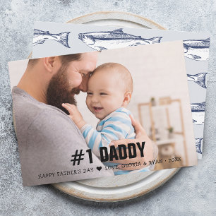 Vaderdag #1 Daddy Foto Plat Feestdagenkaart