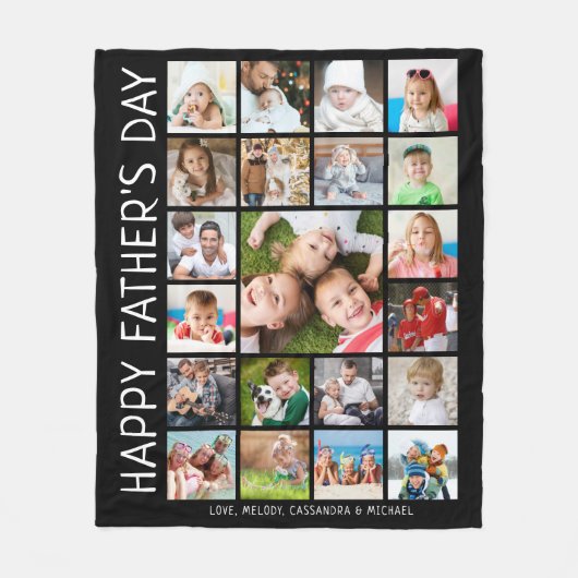 Vaderdag 21 Fotocollage Gepersonaliseerde Keepsake Fleece Deken (Voorkant)