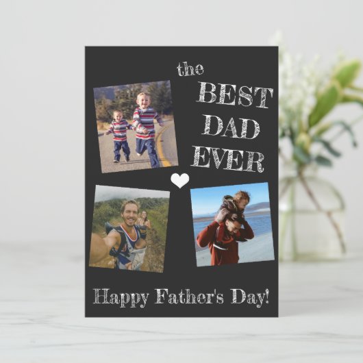 Vaderdag 3 fotocollage beste vader ooit kaart (Staand voorkant)