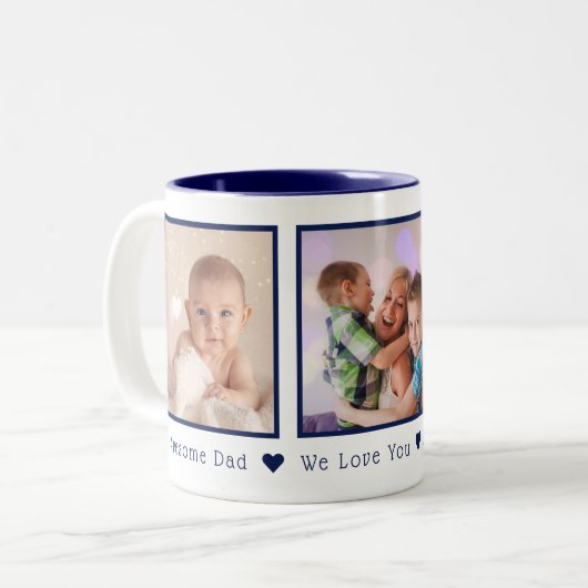 Vaderdag 3 Foto's Aangepast marineblauw Tweekleurige Koffiemok (Voorkant links)