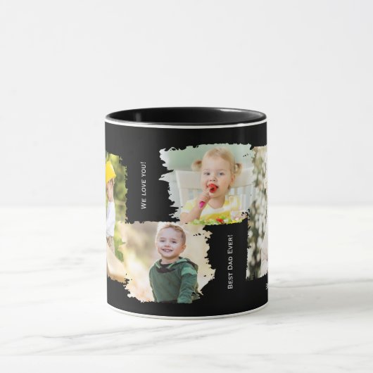 Vaderdag 4 Foto- en aangepaste tekstafel, zwart Mok (Midden)