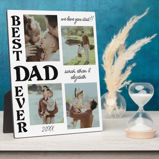 Vaderdag 4 fotocollage Beste vader ooit Fotoplaat (Zijkant)