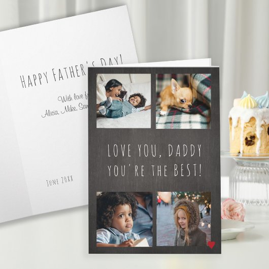 Vaderdag 4 fotocollage hou van je papa grijs kaart