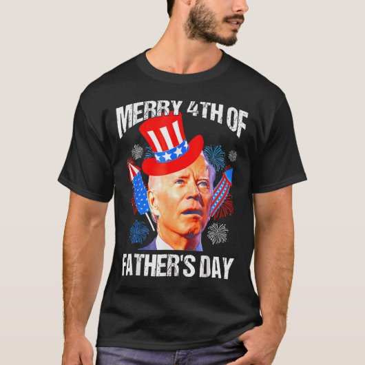 Vaderdag 4 juli Grappig Joe Biden Memorial D T-shirt (Voorkant)