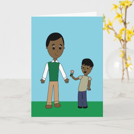 Vaderdag aan vader van zoon Afro-Amerikaan groeien Kaart (Gele Bloem)