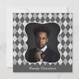 Vaderdag Aangepast Foto grijs Argyle Dinner Party Kaart
