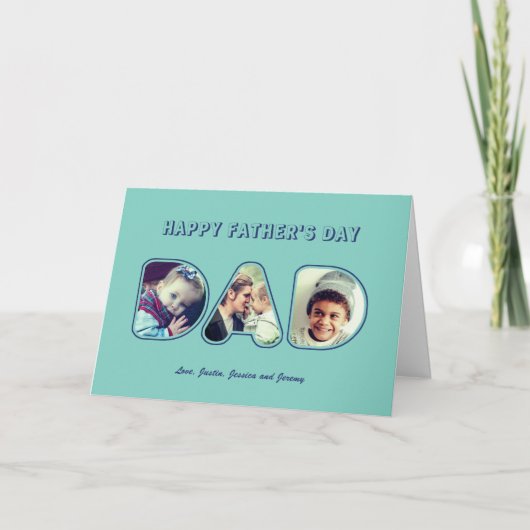 Vaderdag Aangepaste foto-alfabet Word Pap Feestdagen Kaart (Voorkant)