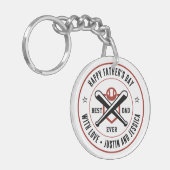 Vaderdag Aangepaste naam en foto Baseball Pap Sleutelhanger (Voorkant Links)