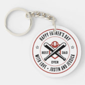 Vaderdag Aangepaste naam en foto Baseball Pap Sleutelhanger (Voorkant)