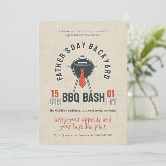 Vaderdag Achtertuin BBQ Bash Party Kaart (Staand voorkant)