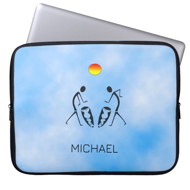 Vaderdag African Silhouette Drumming Laptop Sleeve (Voorkant)