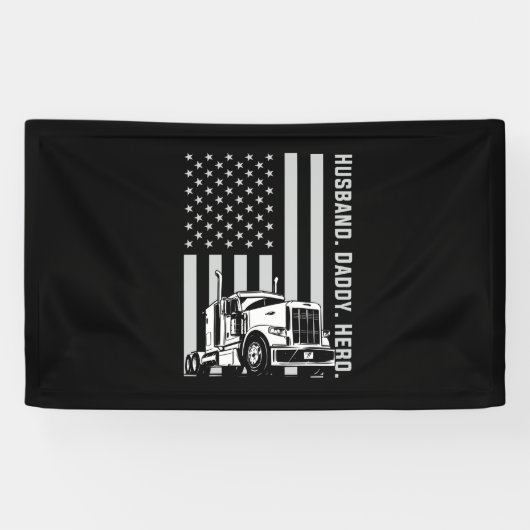 Vaderdag | Amerikaanse vlag van Trucker Dad Spandoek (Horizontaal)
