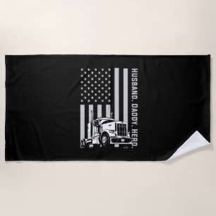 Vaderdag Amerikaanse vlag van Trucker Dad Strandlaken