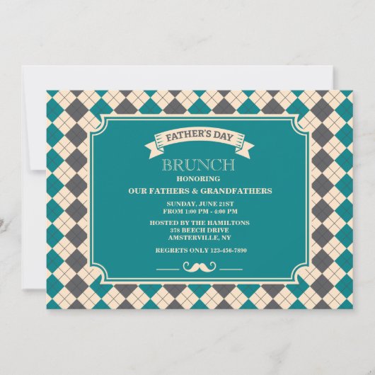 Vaderdag Argyle Invitation Kaart (Voorkant)