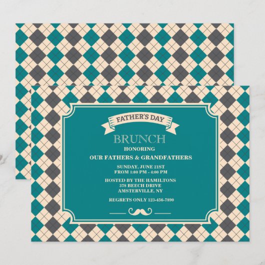 Vaderdag Argyle Invitation Kaart (Voorkant / Achterkant)