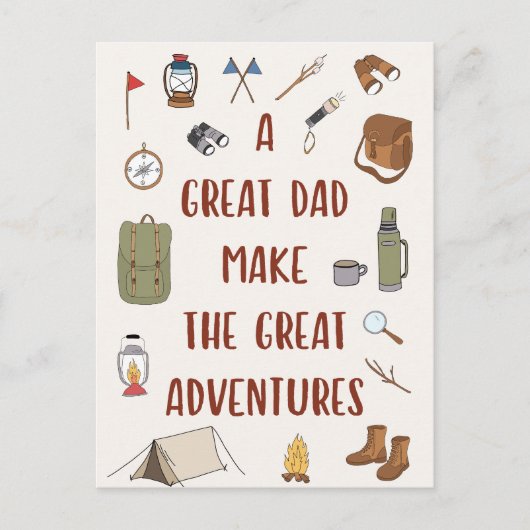 Vaderdag Avontuur Camping Quote Briefkaart (Voorkant)