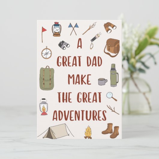 Vaderdag Avontuur Camping Quote Kaart (Staand voorkant)