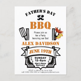 Vaderdag Backyard Oranje Ribbon BBQ Party Briefkaart