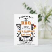 Vaderdag Backyard Oranje Ribbon BBQ Party Briefkaart (Staand voorkant)