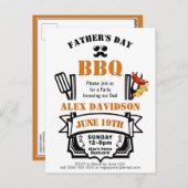Vaderdag Backyard Oranje Ribbon BBQ Party Briefkaart (Voorkant / Achterkant)