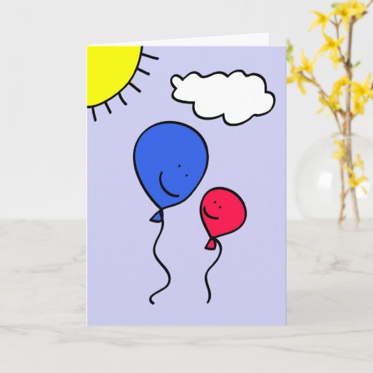 Vaderdag-ballongroet Kaart (Gele Bloem)