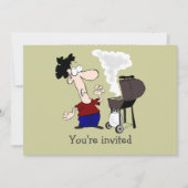 Vaderdag Barbecue Party nodigt Humor Cartoon uit Kaart (Voorkant)
