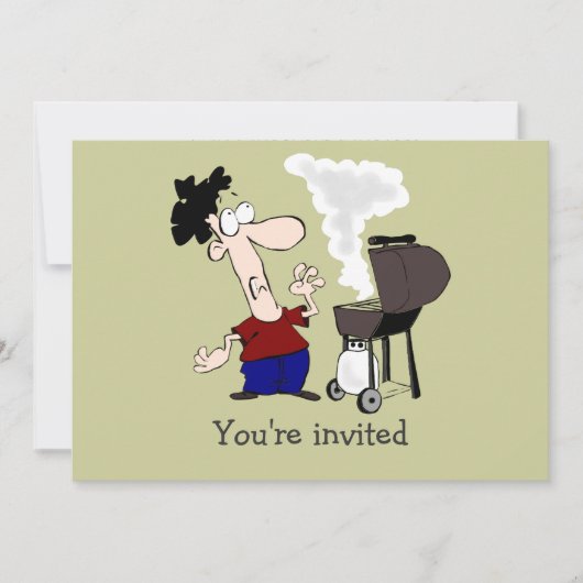 Vaderdag Barbecue Party nodigt Humor Cartoon uit Kaart (Voorkant)