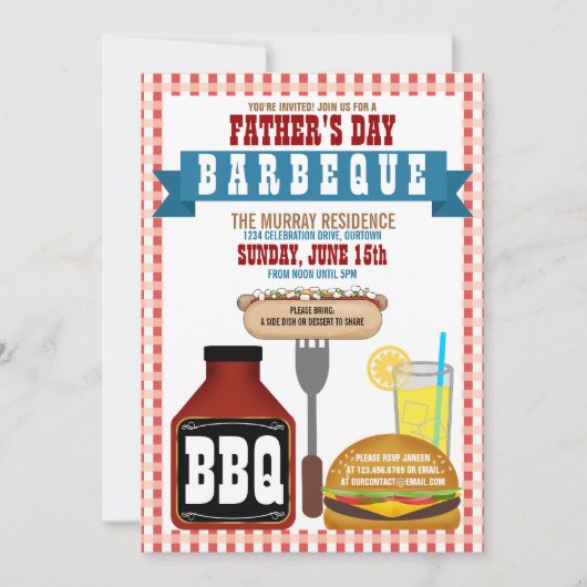 Vaderdag Barbeque Feest Uitnodigingen (Voorkant)