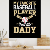 Vaderdag Baseball Player belt me pa Poster (Keuken)
