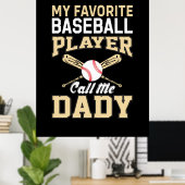 Vaderdag Baseball Player belt me pa Poster (Thuiskantoor)