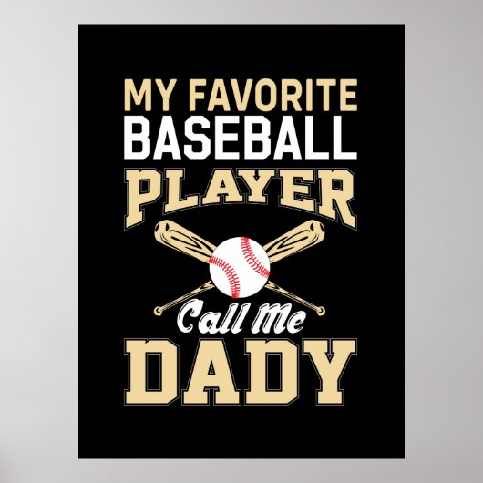Vaderdag Baseball Player belt me pa Poster (Voorkant)