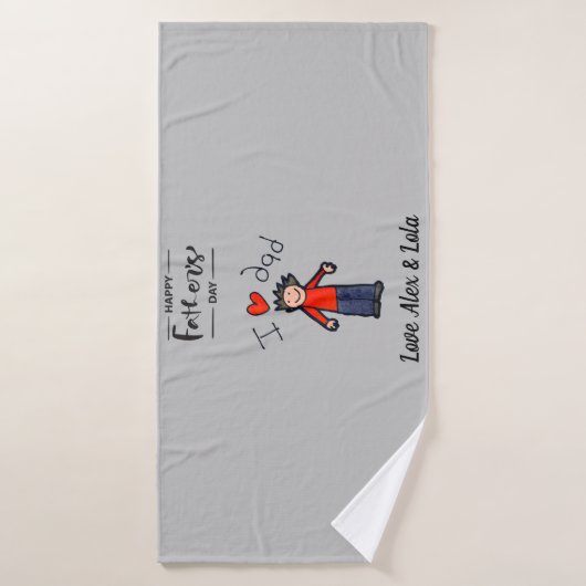 vaderdag Bath Towel. "Ik hou van mijn vader". Badhanddoek (Badhanddoek)
