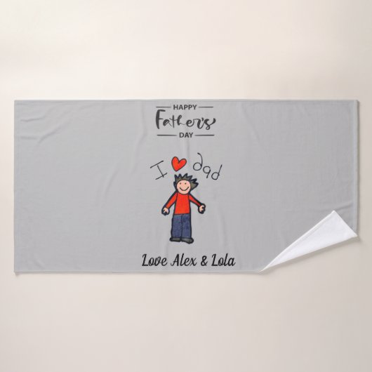 vaderdag Bath Towel. "Ik hou van mijn vader". Badhanddoek (Badhanddoek)