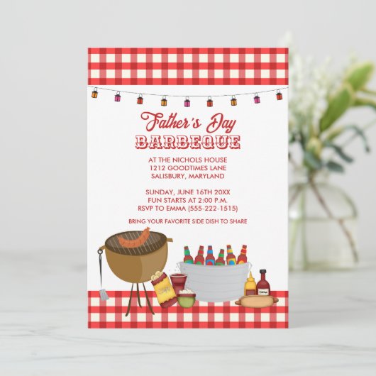Vaderdag BBQ Feestuitnodigingen Kaart (Staand voorkant)