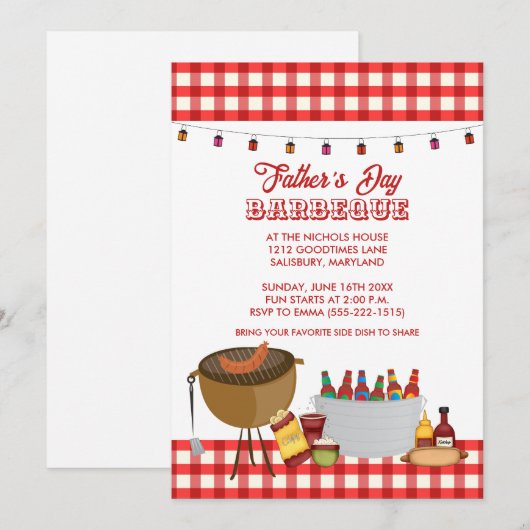 Vaderdag BBQ Feestuitnodigingen Kaart (Voorkant / Achterkant)