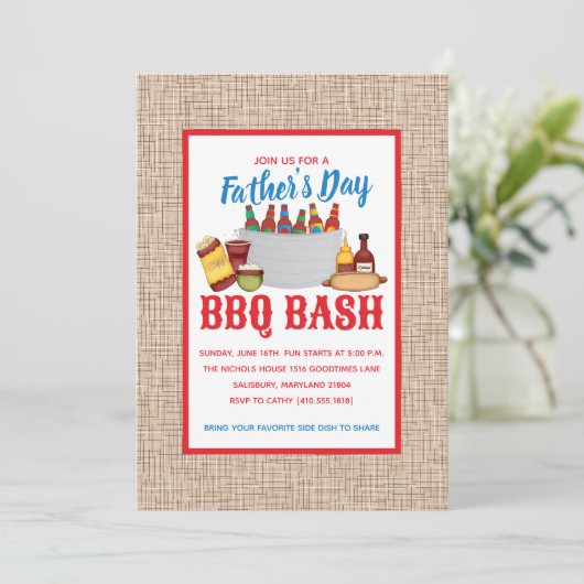 Vaderdag BBQ Feestuitnodigingen Kaart (Staand voorkant)