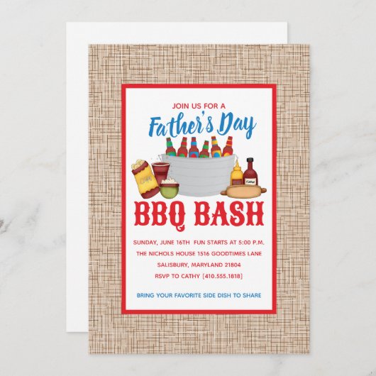 Vaderdag BBQ Feestuitnodigingen Kaart (Voorkant / Achterkant)