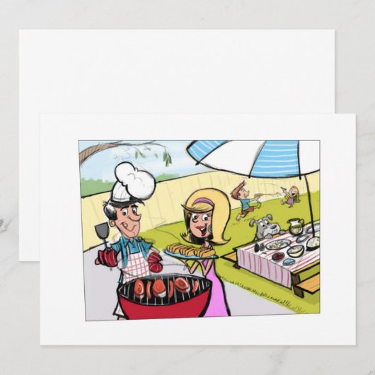 **VADERDAG BBQ** INVITATIE KAART (Voorkant / Achterkant)